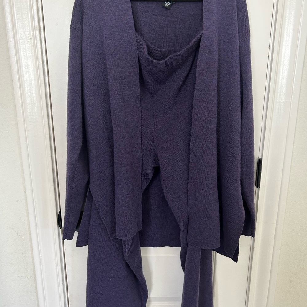 Eileen Fisher Purple Open-Front Cardigan